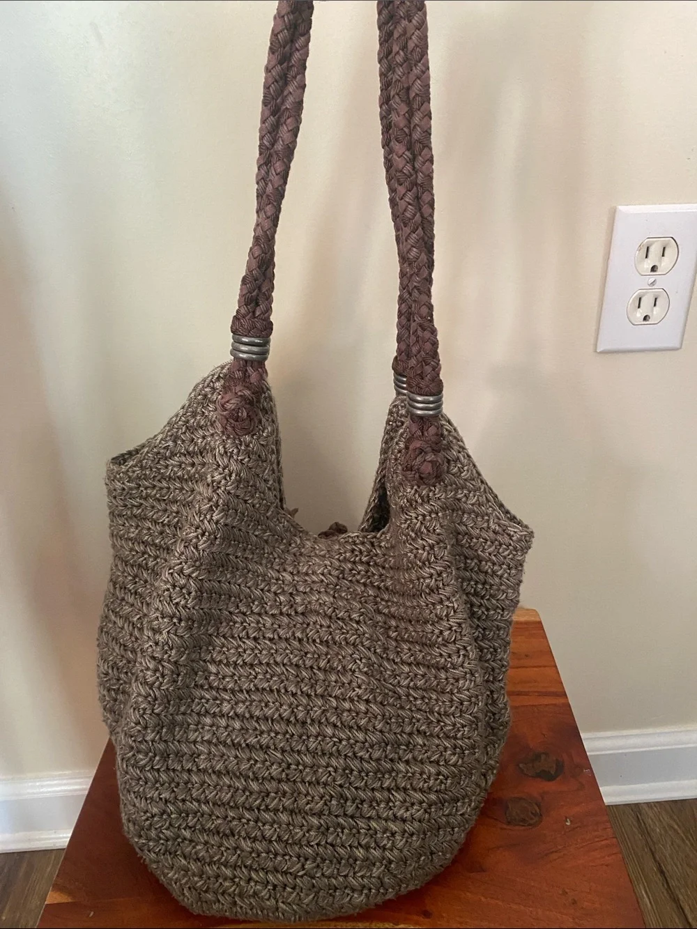 Vintage sak roots Y2K hippie boho crochet knit hobo bag Slouchy braided festival
